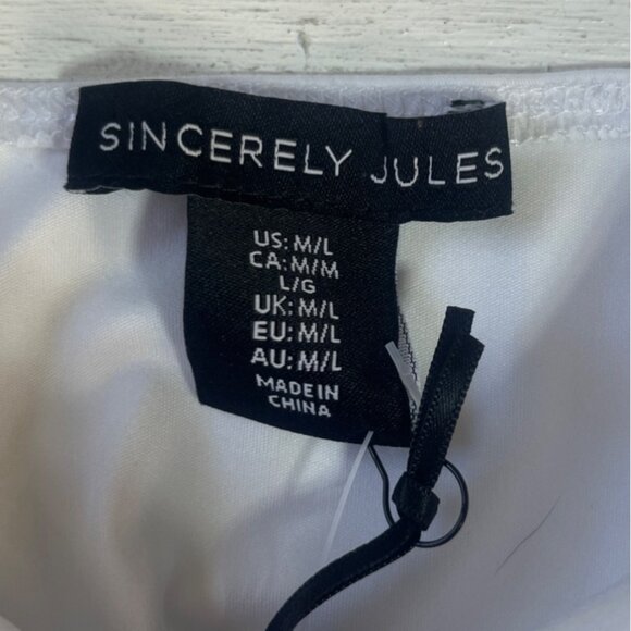 Sincerely Jules Vneck Cropped Top Womens Medium/Large White New - Picture 5 of 8